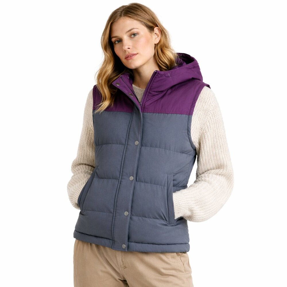 Patagonia Bivy Hooded Down Vest Purple Gray Colorblock Medium